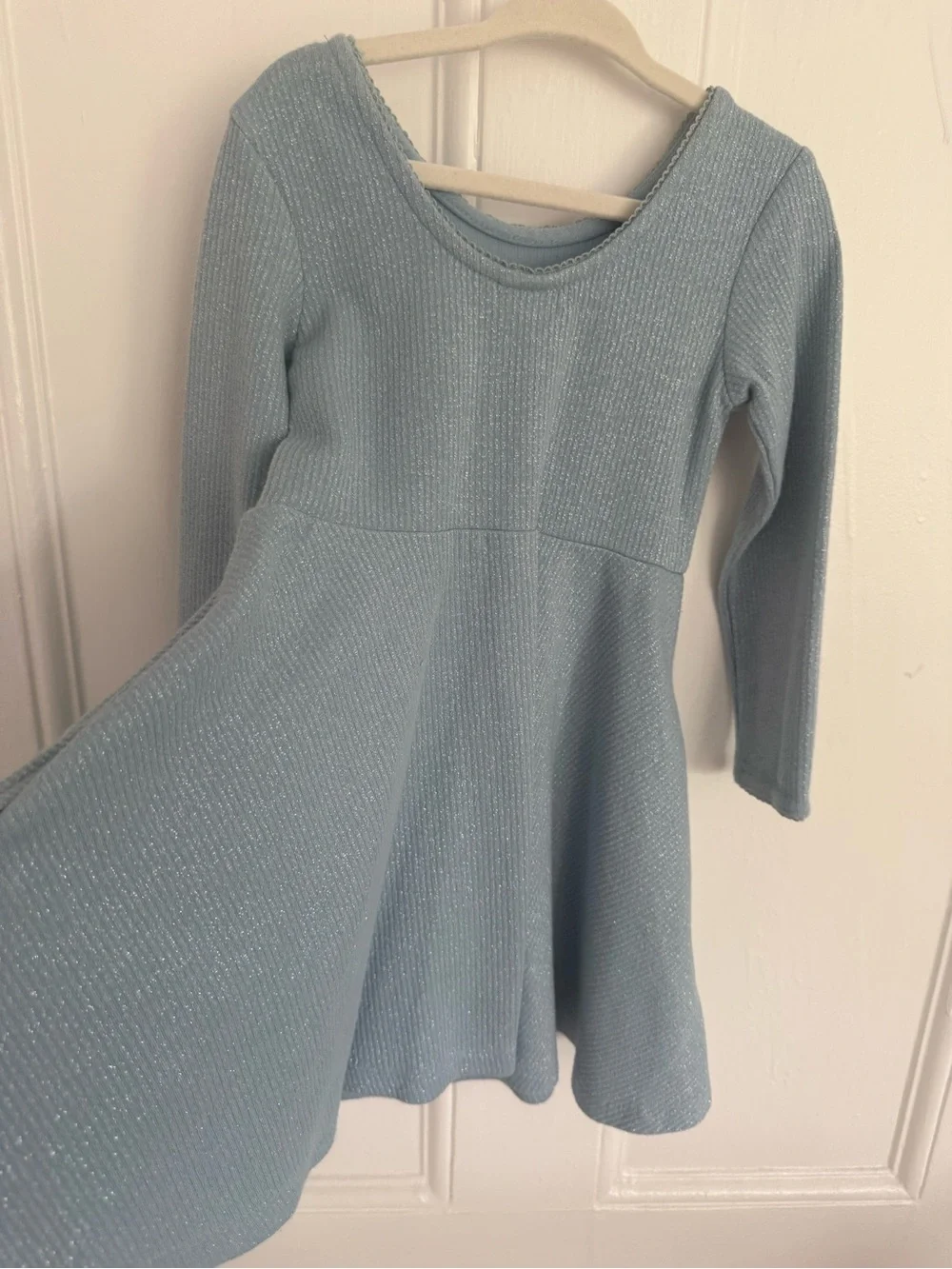 Hanna Andersson Light Blue Ribbed Sparkle Knit Top for Kids